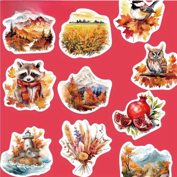 Set of 50 Autumn Individual Shaped Stickers - Picture 2 of 7
